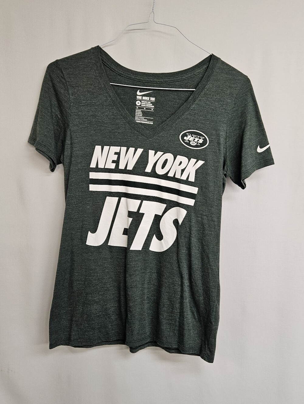 Nike New York Jets NFL Slim Fit V-Neck Tee Women Medium Gang Green